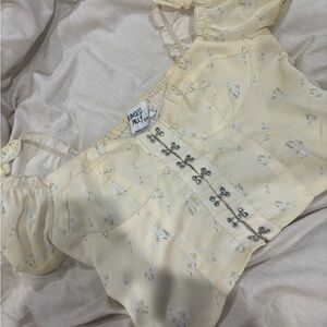 Angels Motel Yellow Floral Corset Top